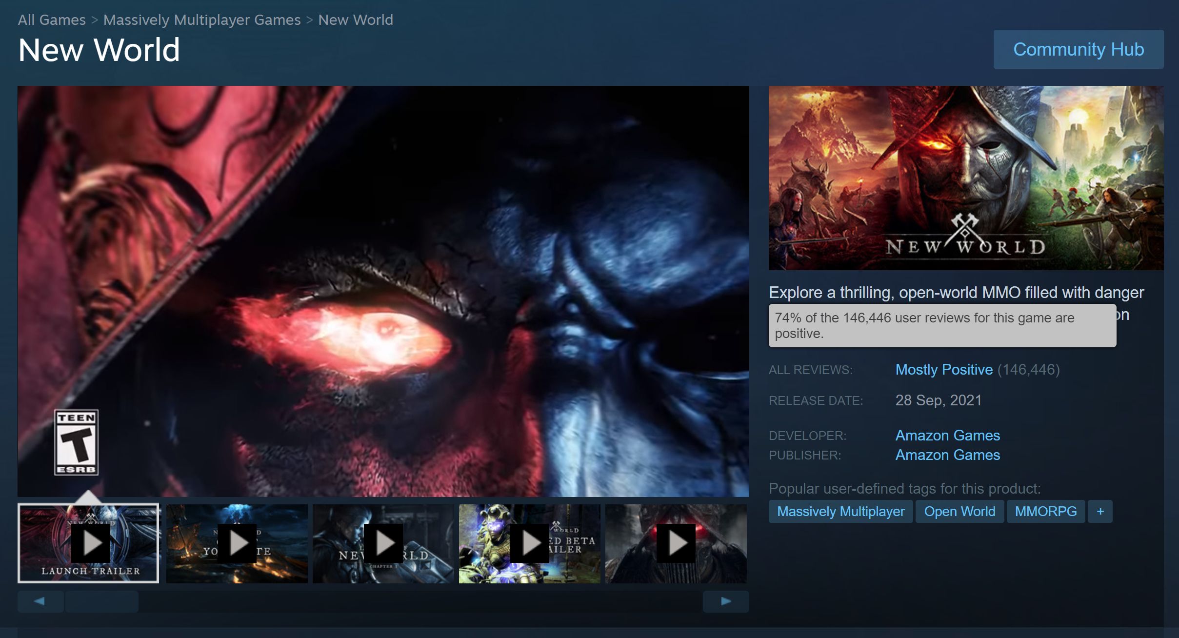 As New World Hits Closed Beta, Steam Charts See Almost 200K