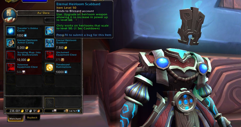 Blizzard Reduced Prices of Level 60 Heirloom Upgrade Tokens on the 9.1.